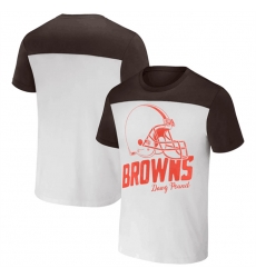 Men Cleveland Browns Cream Brown X Darius Rucker Collection Colorblocked T Shirt Men Cleveland Browns Cream Brown X Darius Rucker Collection Colorblocked T Shirt