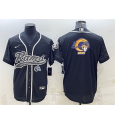 Men Los Angeles Rams Black Reflective Team Big Logo With Patch Cool Base Stitched Baseball Jersey Men Los Angeles Rams Black Reflective Team Big Logo With Patch Cool Base Stitched Baseball Jersey