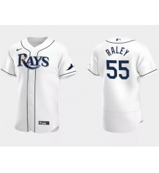 Men Tampa Bay Rays 55 Luke Raley White Flex Base Stitched Jersey Men Tampa Bay Rays 55 Luke Raley White Flex Base Stitched Jersey