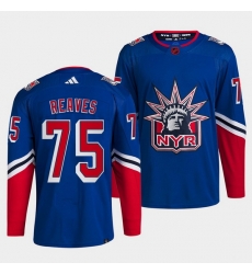 Men New York Rangers 75 Ryan Reaves Blue 2022 Reverse Retro Stitched Jersey Men New York Rangers 75 Ryan Reaves Blue 2022 Reverse Retro Stitched Jersey
