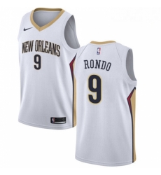 Mens Nike New Orleans Pelicans 9 Rajon Rondo Authentic White Home NBA Jersey Association Edition Mens Nike New Orleans Pelicans 9 Rajon Rondo Authentic White Home NBA Jersey Association Edition